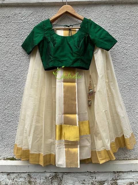 Kasavu saree blouse colour combination
