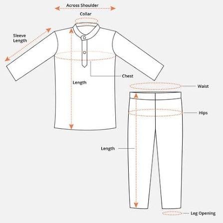 boys kurta pajama size guide