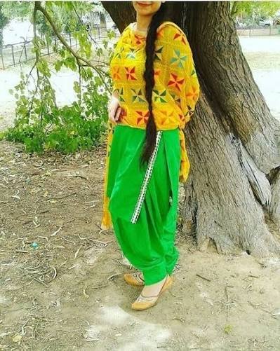 Phulkari dupatta with plain suit